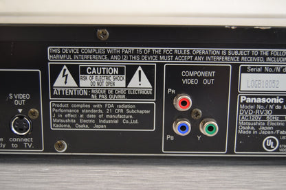 Panasonic DVD-RV30 Single CD/DVD Player