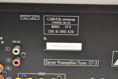 Carver CT-3 Stereo Preamplifier and Tuner * Remote Control *