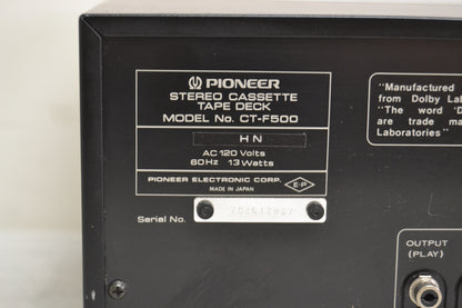 Pioneer CT-F500 Stereo cassette Deck * Fully Serviced * New Belts