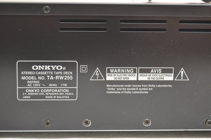 Onkyo TA-RW255 Double Cassette Deck * Fully Serviced * New Belts