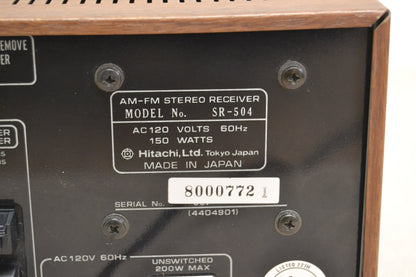 Hitachi SR-504 Stereo Receiver * 27W RMS * 1979