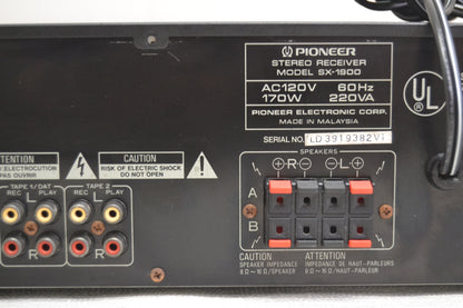 Pioneer SX-1900 Stereo Receiver * 40W RMS * Fully Serviced