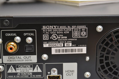 Sony BDP-S5000ES BluRay/DVD/CD Player * Remote * Manual