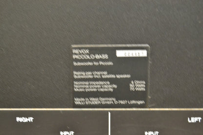 Revox Piccolo Bass - Passive Subwoofer * Manual