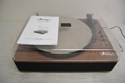 LP&NO.1 Record Player Bluetooth Turntable with Built-in Speakers and USB Play&Recording