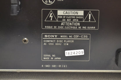 Sony CDP-C315 CD Carousel * 5 Discs * Remote * Fully Serviced