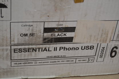 Pro-Ject Essential II Phono USB Manual belt-drive turntable with pre-mounted cartridge, USB output, and built-in phono preamp (Black)