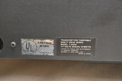 Lafayette T-6000 Transcription Turntable
