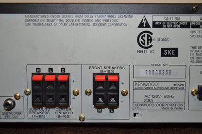 Kenwood 106VR Stereo Receiver * 110W RMS * Fully Serviced