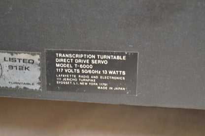 Lafayette T-6000 Transcription Turntable