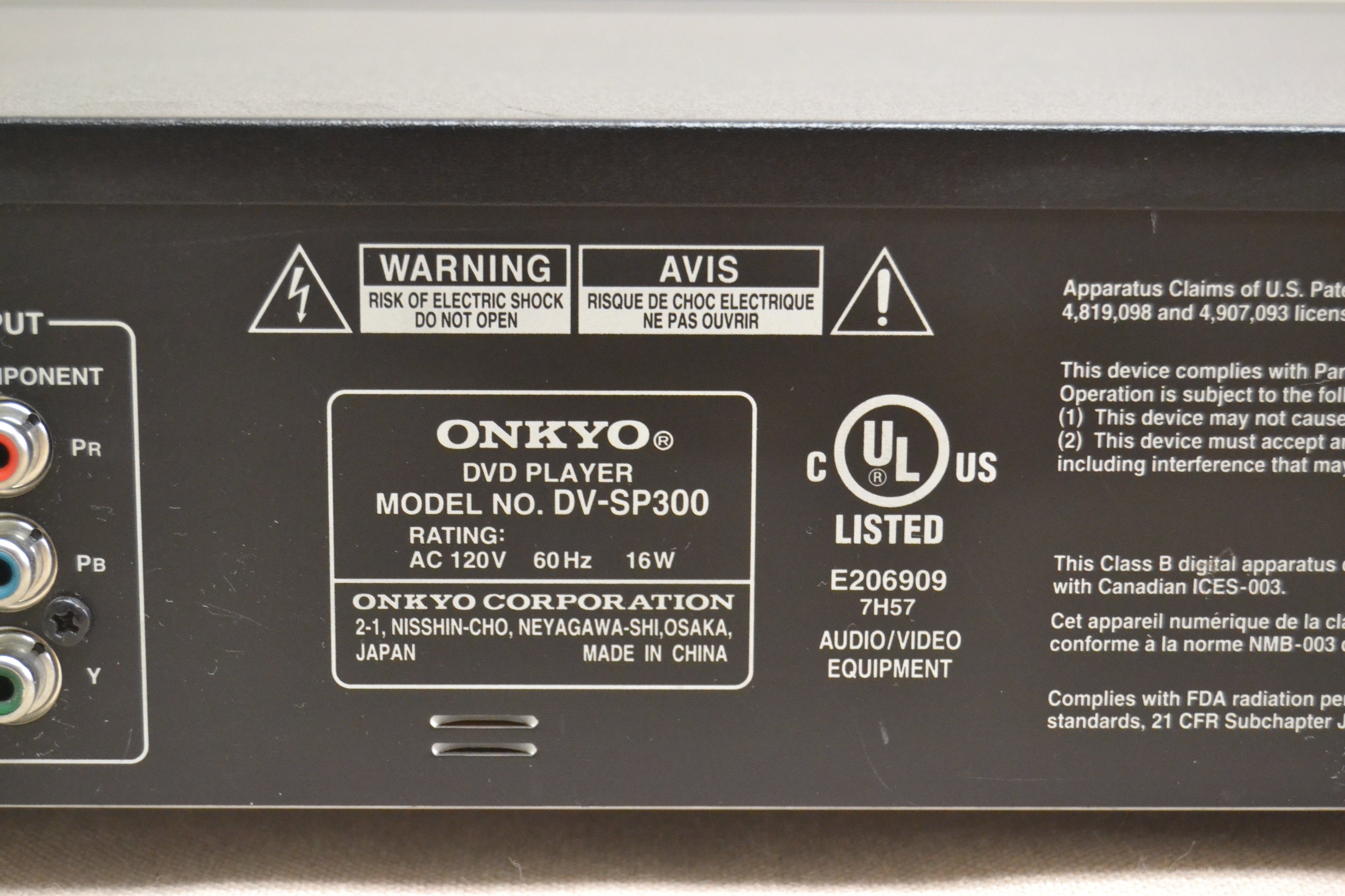 Onkyo DV-SP300 DVD/CD Player – The Turntable Store