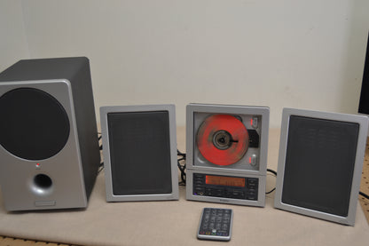 Brookstone Wafer Thin CD System with MP3 and Subwoofer * Remote