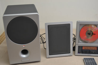 Brookstone Wafer Thin CD System with MP3 and Subwoofer * Remote