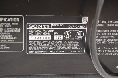 Sony DVP-CX860 * 300+1 DVD/CD changer * Fully Serviced * New Belts