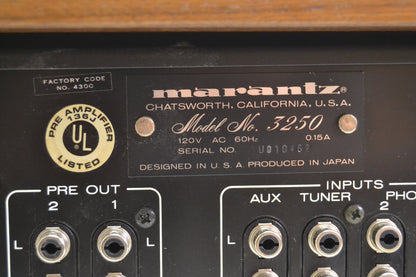 Marantz 3250 Stereo Preamplifier * Fully Serviced * Recapped * Box * Manual * NEW Heiukko Solid Wood Case
