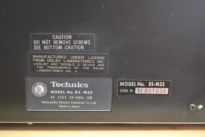 Technics RS-M33 Single Cassette Deck * Fully Serviced * new Belts * Box