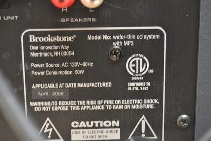 Brookstone Wafer Thin CD System with MP3 and Subwoofer * Remote