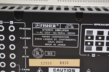 Fisher CA-58 Stereo Integrated Amplifier * 50W RMS * 1985