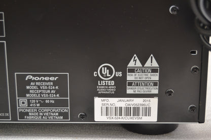 Pioneer VSX-524 Stereo Receiver * 80W RMS * Fully Serviced * Remote