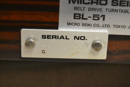 Micro Seiki BL-51 Belt Drive Turntable with Micro Seiki MA-101 MKII Tonearm - NEW AT3600 Cartridge
