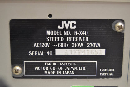 JVC R-X40 Stereo Receiver * 40W RMS * 1982 * Fully Serviced *