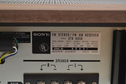 Sony STR-6050  AM/FM Stereo Receiver (1969) * 30W RMS * Fair Faceplate