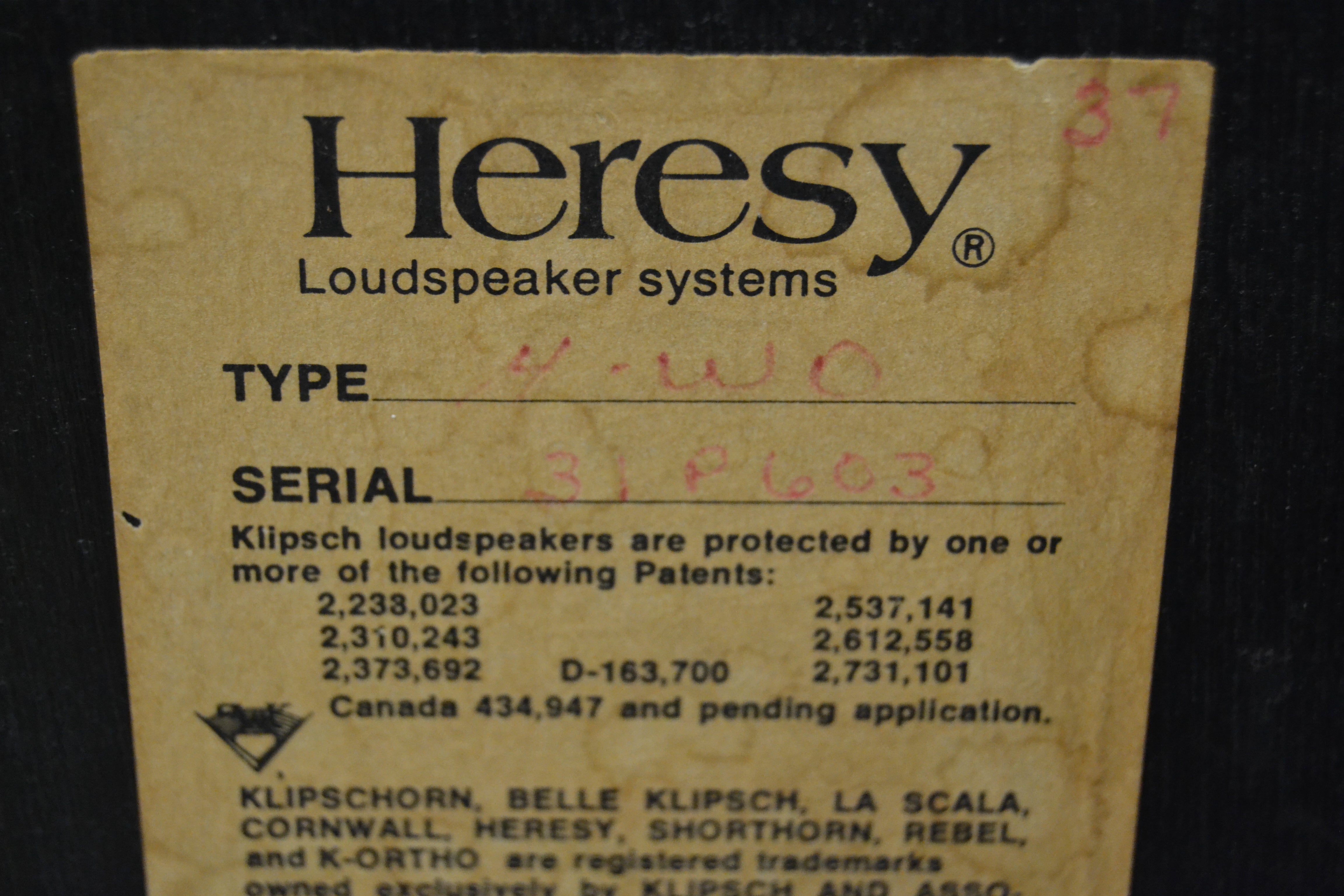 Klipsch Heresy 1976 HWO Walnut * Fully Serviced *
