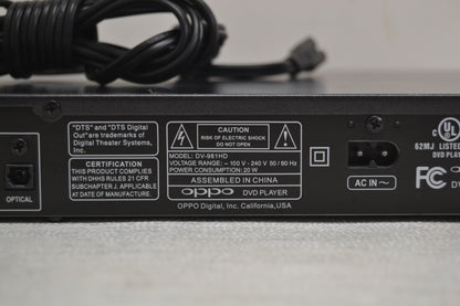 Oppo DV-981HD Single Disc Universal DVD/CD Player * Fully Serviced