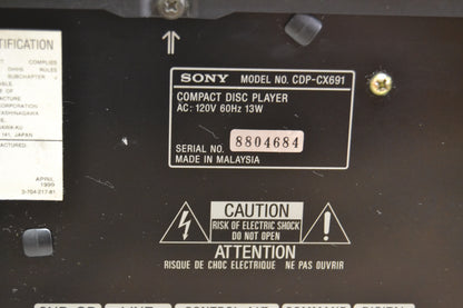 Sony CDP-CX691 CD Changer 300 Discs * Fully Serviced * New Belts