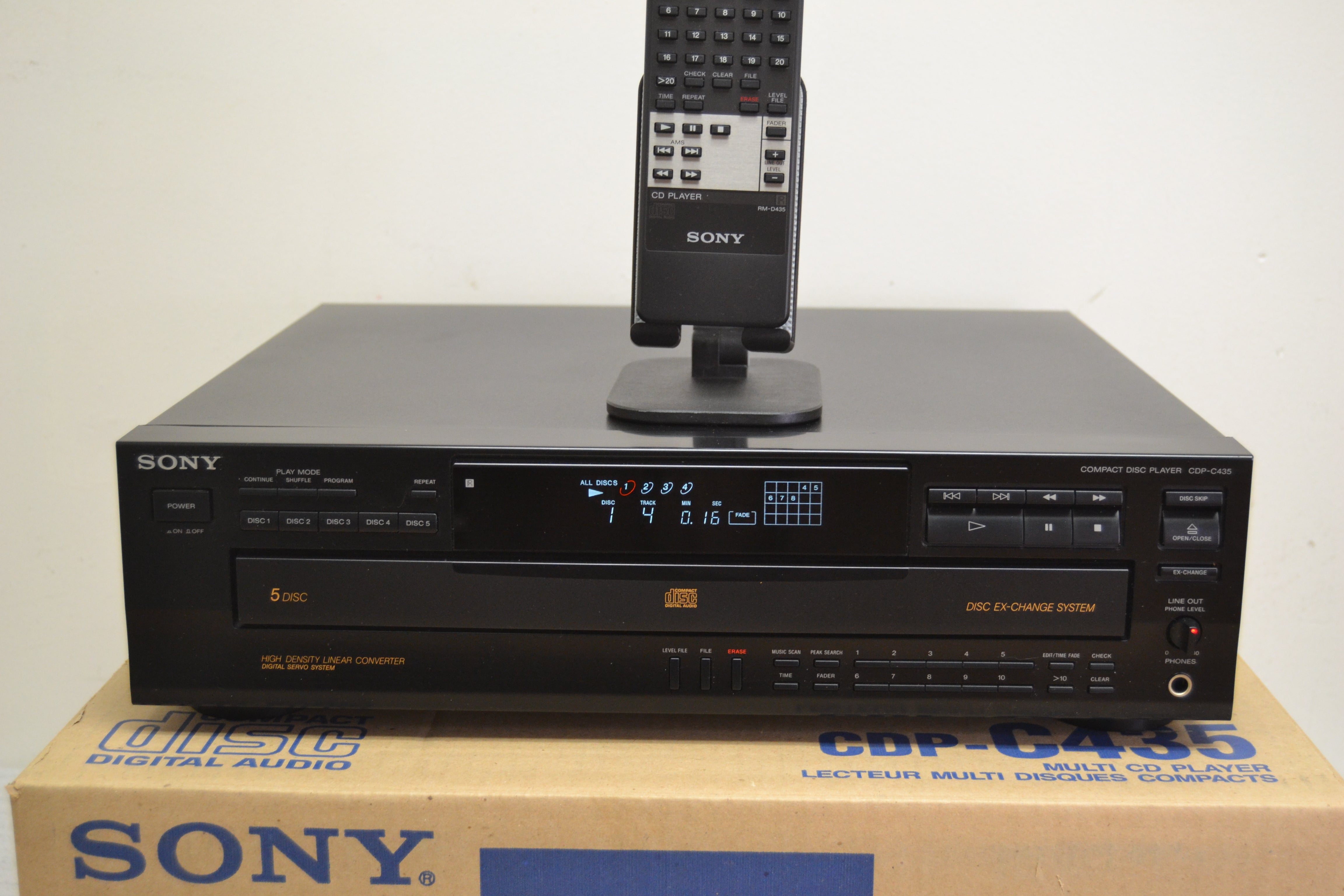 Sony CDP-C435 CD Carousel * 5 Discs * Remote * Box