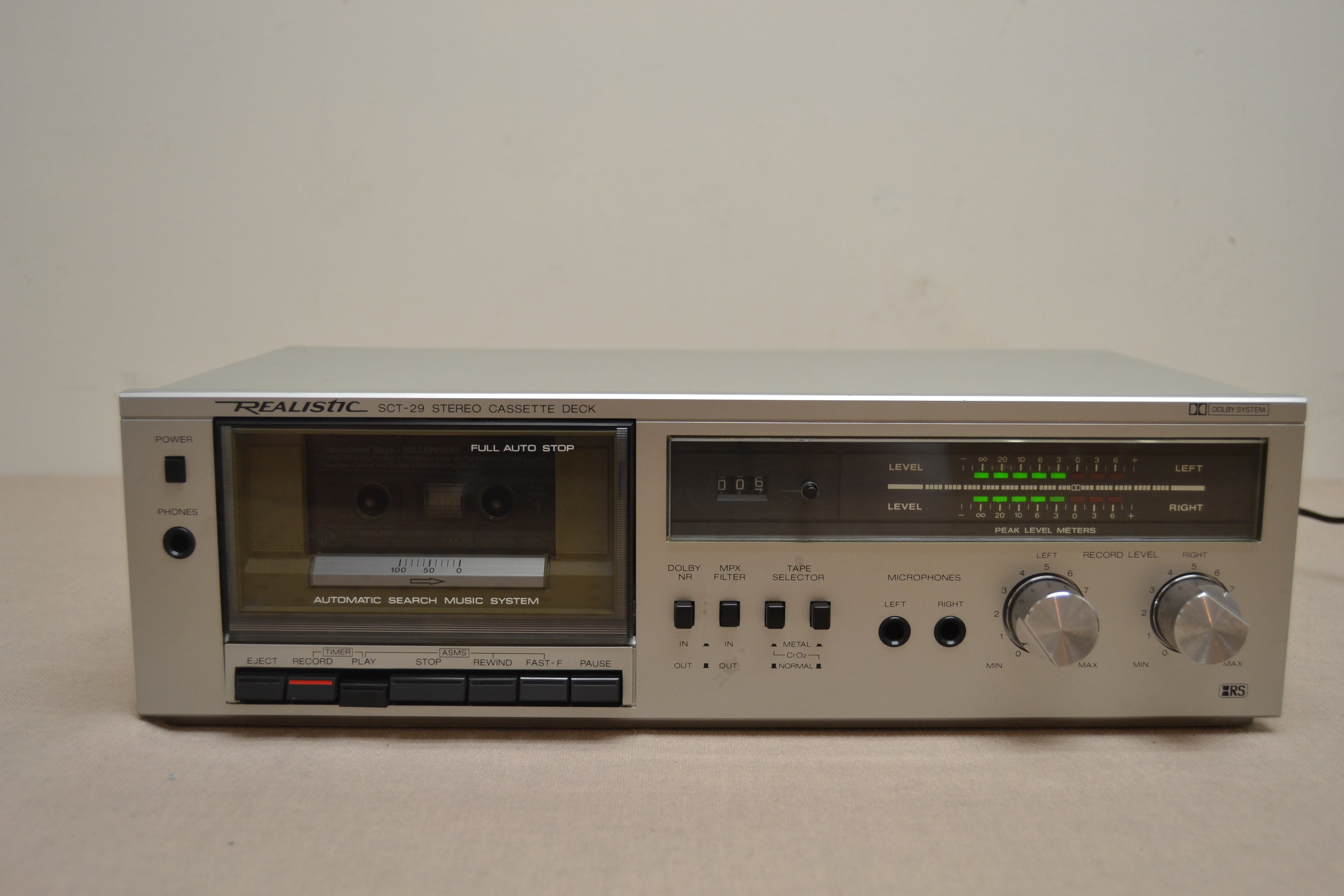 Realistic SCT-29 Single Cassette Deck * Fully Serviced * New Belts