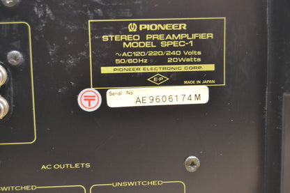 Pioneer SPEC1 Stereo Preamplifier * Fully Serviced