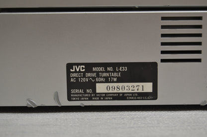 JVC L-E33 Linear Tracking Turntable * Box * Fully Serviced