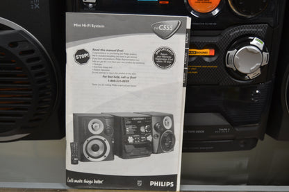 Philips FW-C555 Complete Music System Midi Size * Cd Changer * Radio * Cassette * Remote & Manual
