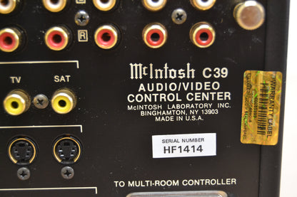 McIntosh C39 2-Channel Solid State Audio/Video Control Center Preamplifier * NEW Front Glass * Fully Serviced