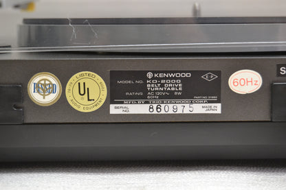 Kenwood KD-2000 Belt Drive Turntable * Fully Serviced *