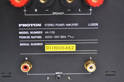 Proton AA1150 Stereo Power Amplifier * Fully Serviced * Rare !
