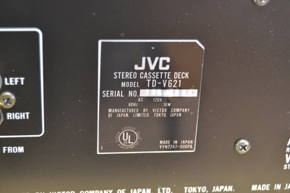 JVC TD-V621  3-Head Stereo Tape Recorder (1989-90) * Fully Serviced * New Belts * Box * Manuals