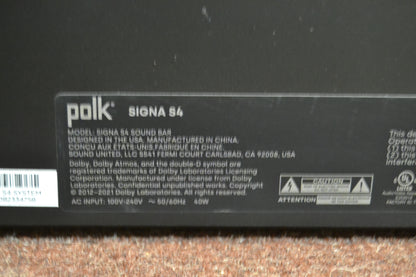 Polk Audio SIGNA S4 Soundbar * Wireless Sub * Manual * Remote
