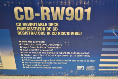 Tascam CD-RW901 CD Recorder/Player * Wired Remote * Box * Printed Manual