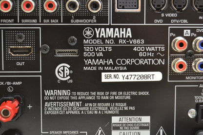 Yamaha RX-V663 Stereo Receiver * Remote * Manual * Fully Serviced *