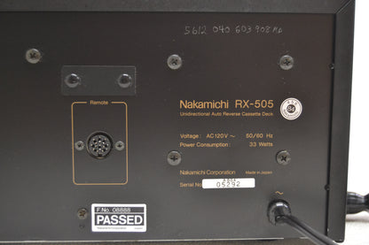 Nakamichi RX-505 Single Cassette Deck * Fully Serviced * New Belts and Idler * 3rd Party Shipping Only *