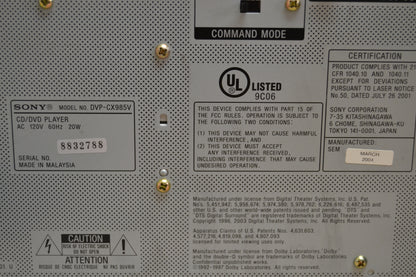 Sony DVP-CX985V * DVD/CD/SACD Player 400 Discs