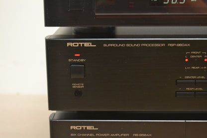 Rotel Stack - RSP-960AX Pre - RB-956AX Six Channel Amp - RT-940AX Tuner * 1992 * 90W RMS