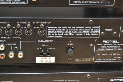 Rotel Stack - RSP-960AX Pre - RB-956AX Six Channel Amp - RT-940AX Tuner * 1992 * 90W RMS