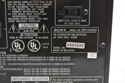 Sony STR-V555ES Sony ES Stereo Receiver * 120W * Fully Serviced *