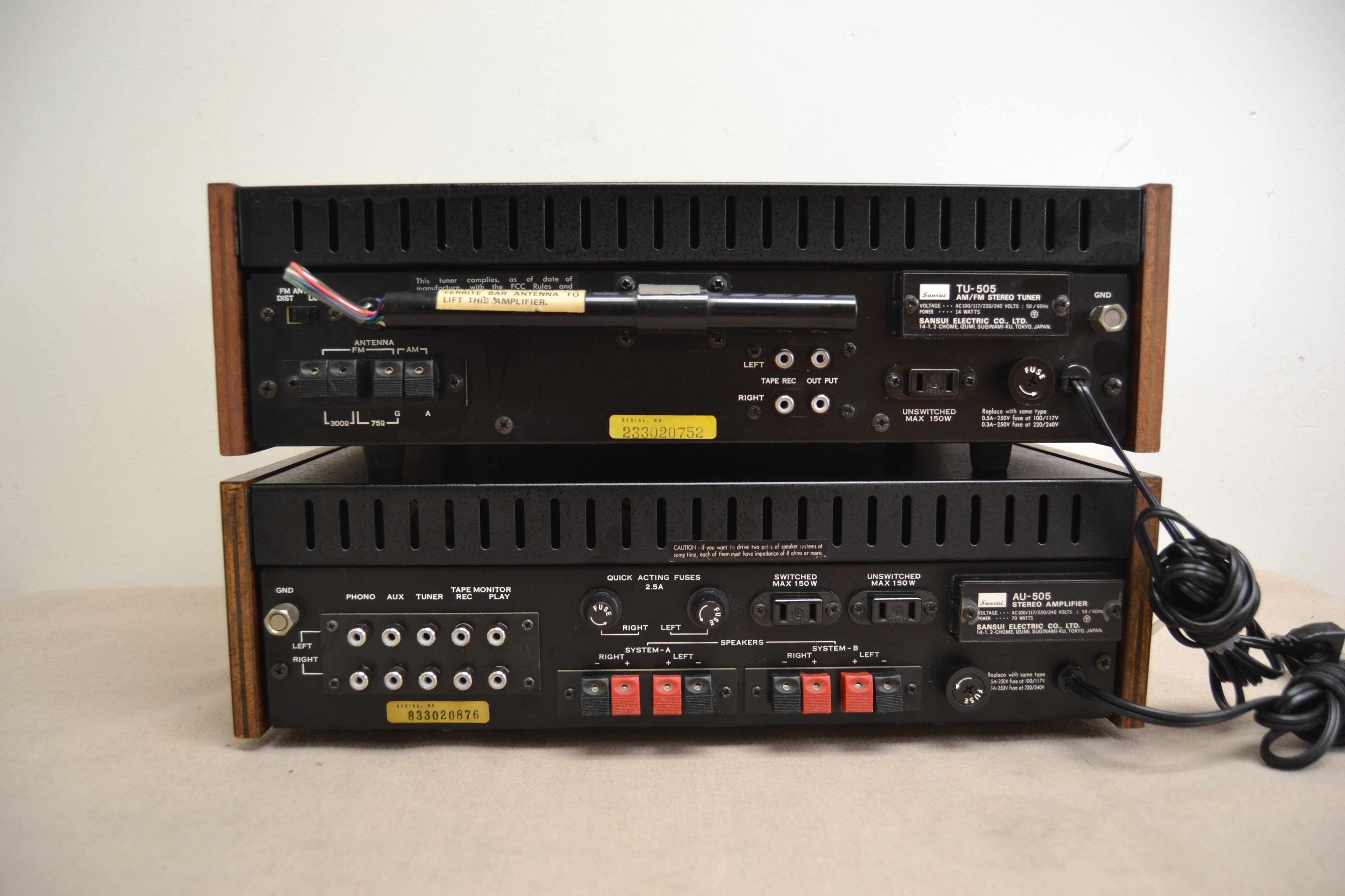 Sansui AU-505 Integrated Amplifier and TU-505 Tuner * AU505 Has