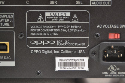 Oppo BDP-105D Darbee Universal BluRay Player * Universal Remote * Fully Serviced
