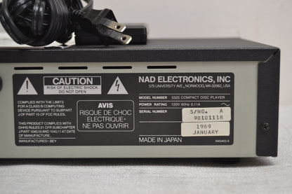 NAD 5325 Single CD Player * Remote * Manual