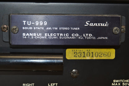 Sansui TU-999  AM/FM Solid State Stereophonic Tuner (1970-71) * Manual * Box * Fully Serviced